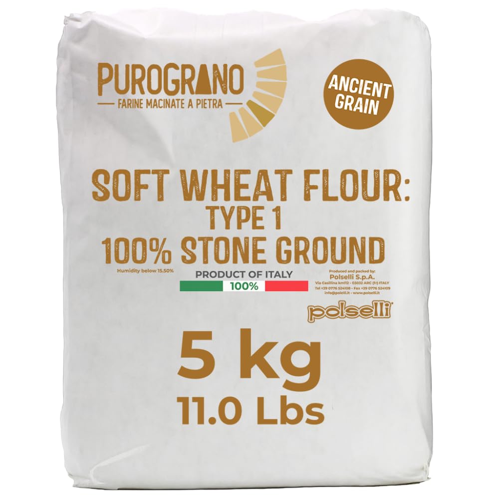 Polselli PuroGrano, Soft Wheat Flour Type 1 – 5kg (11 lb)