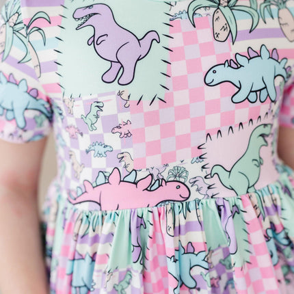 SALE Quilted Dinos S/S Pocket Twirl Dress