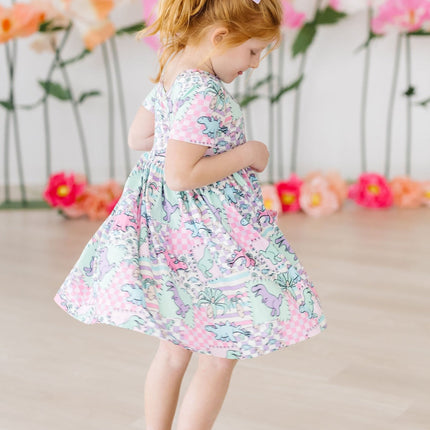 SALE Quilted Dinos S/S Pocket Twirl Dress