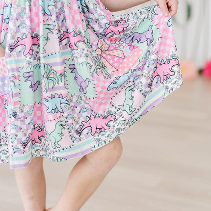 SALE Quilted Dinos S/S Pocket Twirl Dress