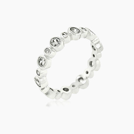 Alternating Bezel Linked Cubic Zirconia Eternity Band