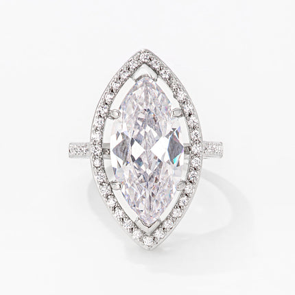 Nina 9ct CZ Marquise White Gold Rhodium Cocktail Ring