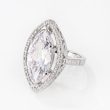 Nina 9ct CZ Marquise White Gold Rhodium Cocktail Ring