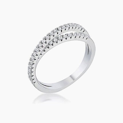 Mara 0.4ct CZ White Gold Rhodium Intertwined Simple Ring