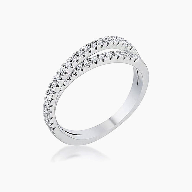 Mara 0.4ct CZ White Gold Rhodium Intertwined Simple Ring