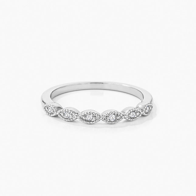 Rhodium Plated Sextus Marquise Delicate Stackable Ring