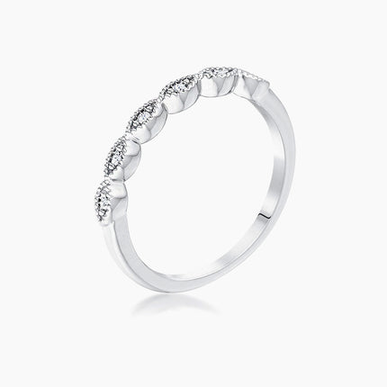 Rhodium Plated Sextus Marquise Delicate Stackable Ring