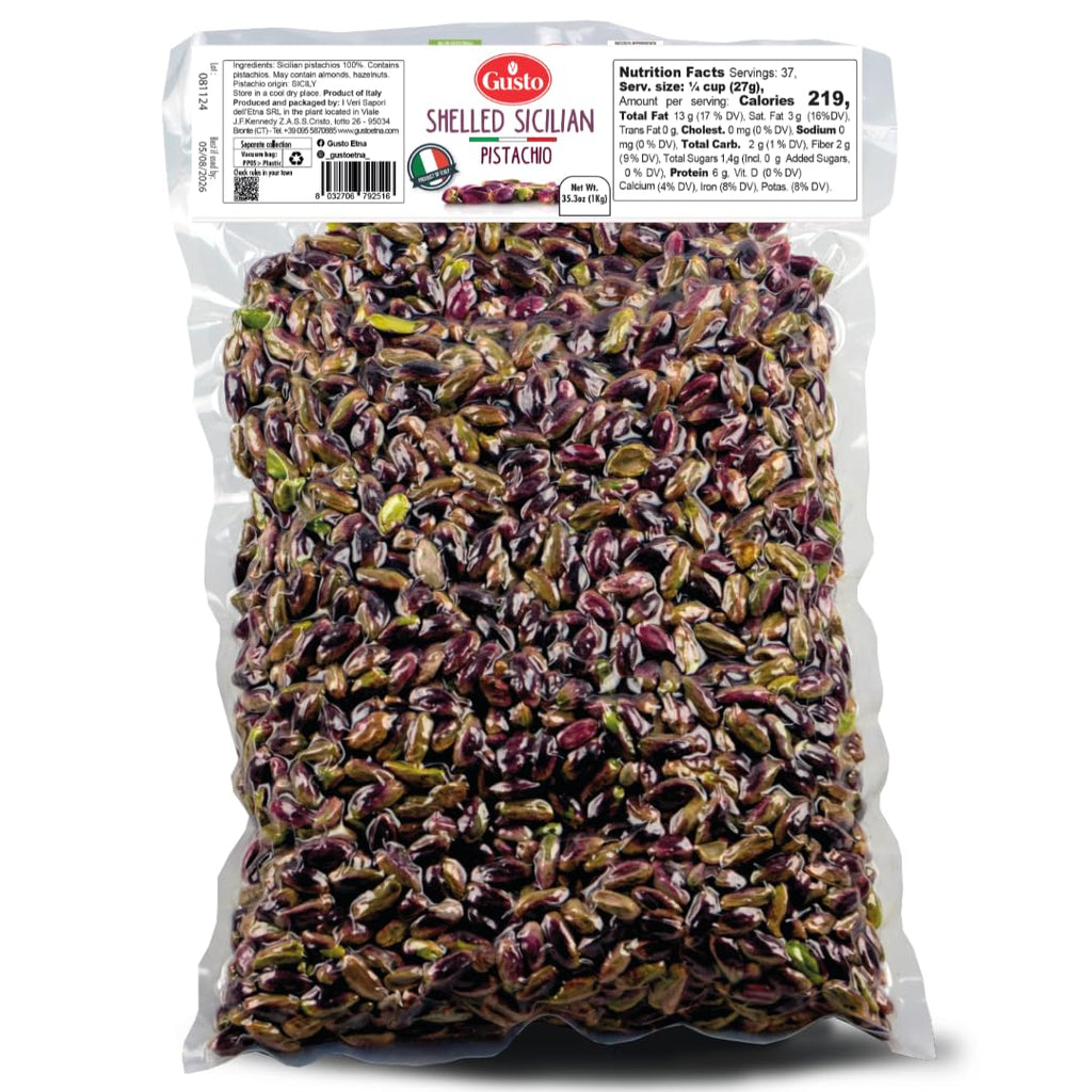 Gusto Etna, Sicilian Raw Pistachios, No shell, Unsalted,  2.2 lb (1 kg)