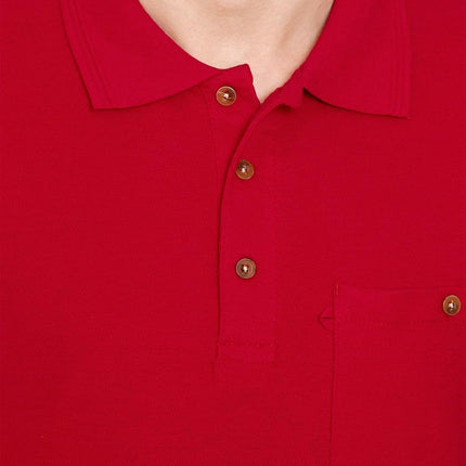 Men's Short Sleeve Pique Polo Shirt in Cotton Blend with Front Pocket