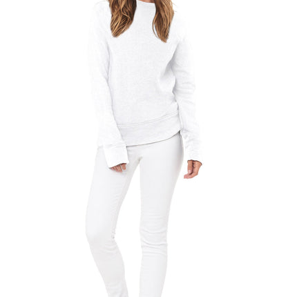 WOMEN'S FRENCH TERRY RELAXED FIT PULLOVER SWEATSHIRT- WHITE
