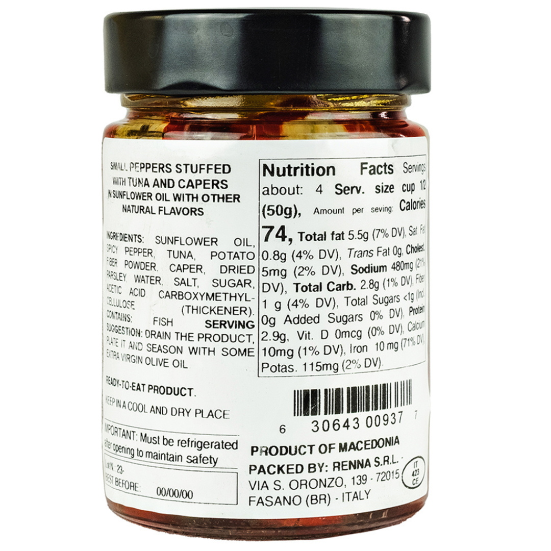 SALE! Renna, Small Peppers Stuffed with Tuna And Capers in preserved in oil, 10.58oz