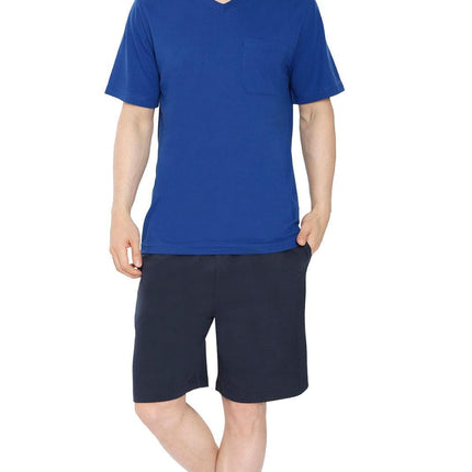Men’s Short Sleeve Relaxed Fit V-Neck T-Shirt in Cotton Blend with Pocket