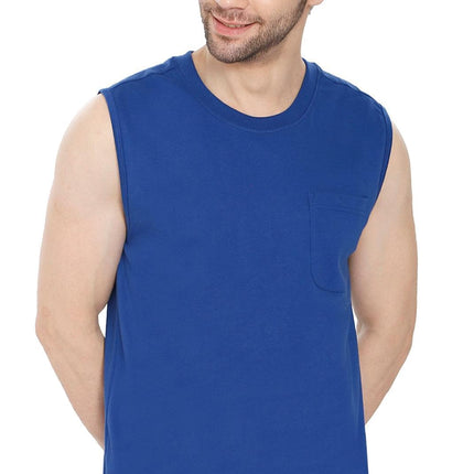 Mens Sleeveless T-Shirt with Pocket - A No Cling Comfort Fit Tank