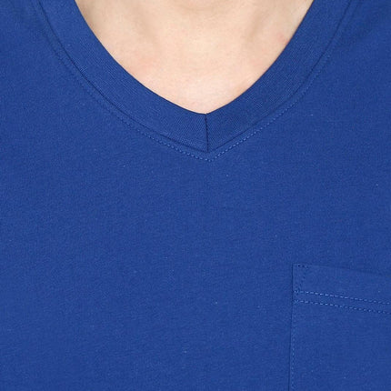 Men’s Short Sleeve Relaxed Fit V-Neck T-Shirt in Cotton Blend with Pocket