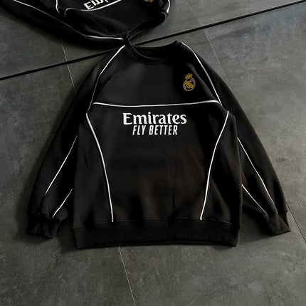 Real Madrid Oversized Sweatshirt - Black and White Options for Fans