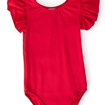 Red S/S Flutter Sleeve Leotard