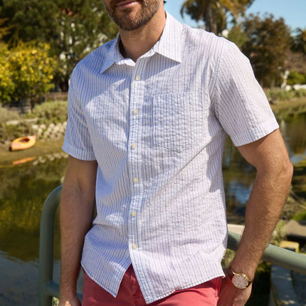 Joseph Crinkle Stripe Shirt - White Navy