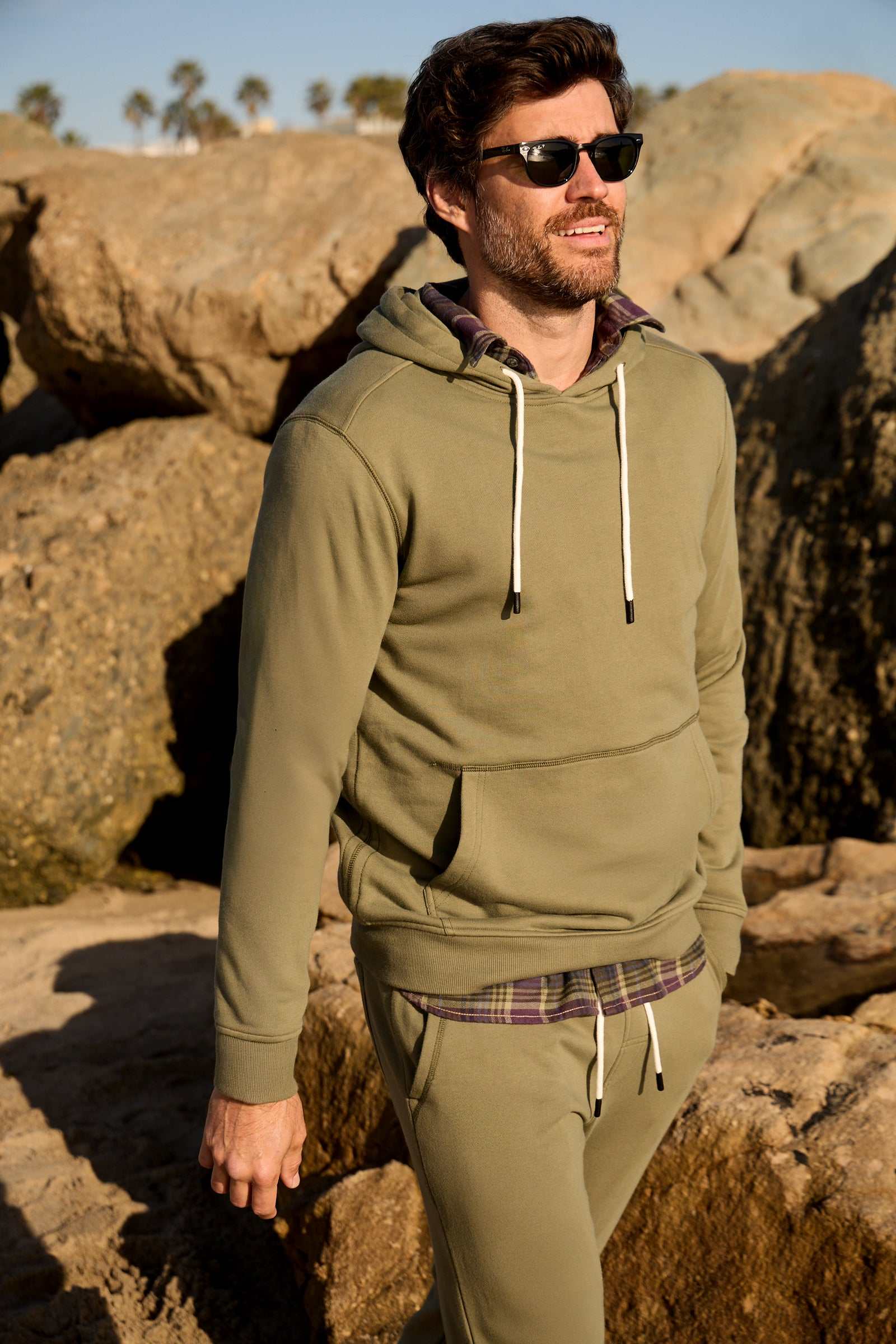 Marine French Terry Hoodie - Lichen Green