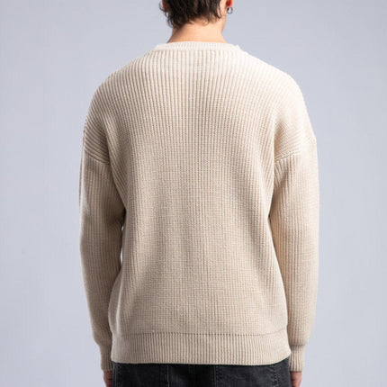 Ribbed Knit Crewneck Sweater – Oversize Unisex Pullover