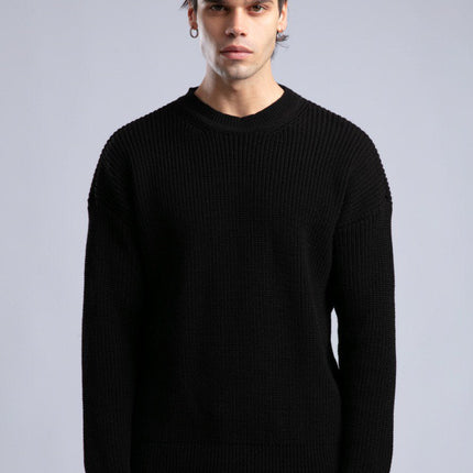 Ribbed Knit Crewneck Sweater – Oversize Unisex Pullover