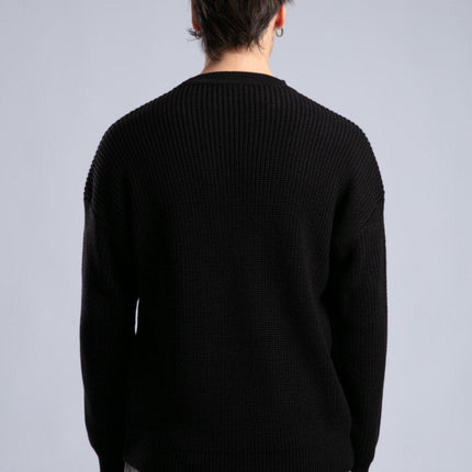 Ribbed Knit Crewneck Sweater – Oversize Unisex Pullover