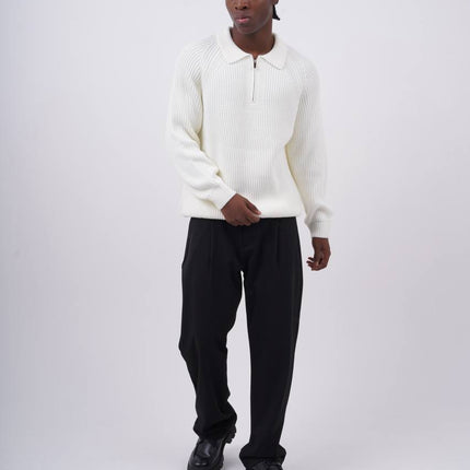 Ribbed Knit Half-Zip Sweater