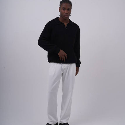 Ribbed Knit Half-Zip Sweater