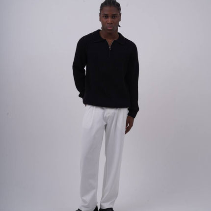 Ribbed Knit Half-Zip Sweater