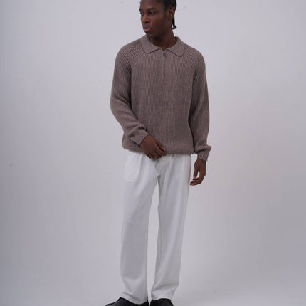 Ribbed Knit Half-Zip Sweater