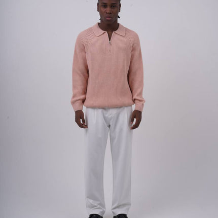 Ribbed Knit Half-Zip Sweater