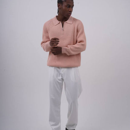 Ribbed Knit Half-Zip Sweater