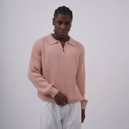 Ribbed Knit Half-Zip Sweater