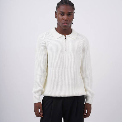 Ribbed Knit Half-Zip Sweater