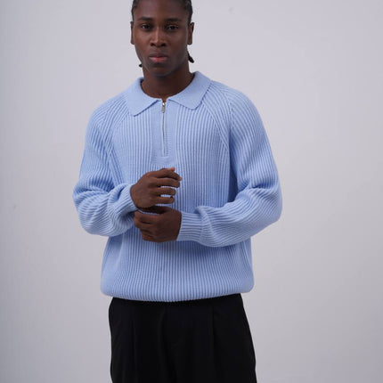 Ribbed Knit Half-Zip Sweater