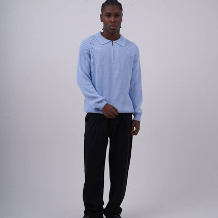 Ribbed Knit Half-Zip Sweater