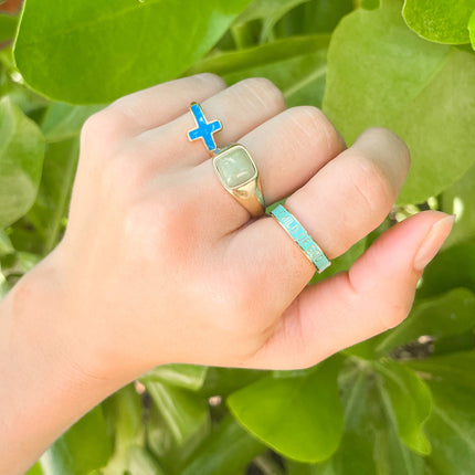 Mint Enamel Child of God Ring