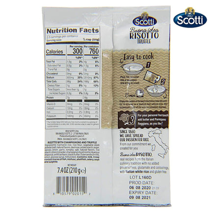 Riso Scotti Buona Idea Ready Risotto 15 Minute (Truffle) – 7.4 oz (2 Servings)