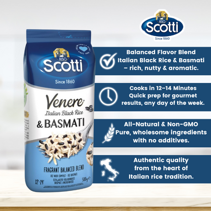 SALE! Venere Italian Black Rice & Basmati Rice, 17.6oz (500g)