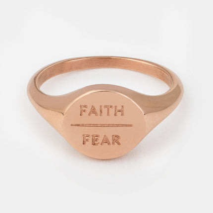 Rose Gold Faith Over Fear Ring
