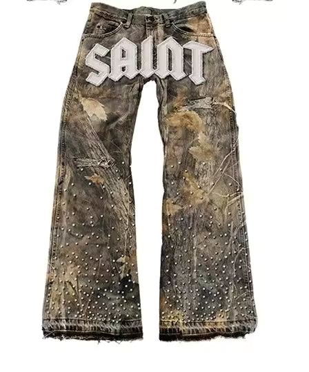 SAINT Studded Camo Jeans