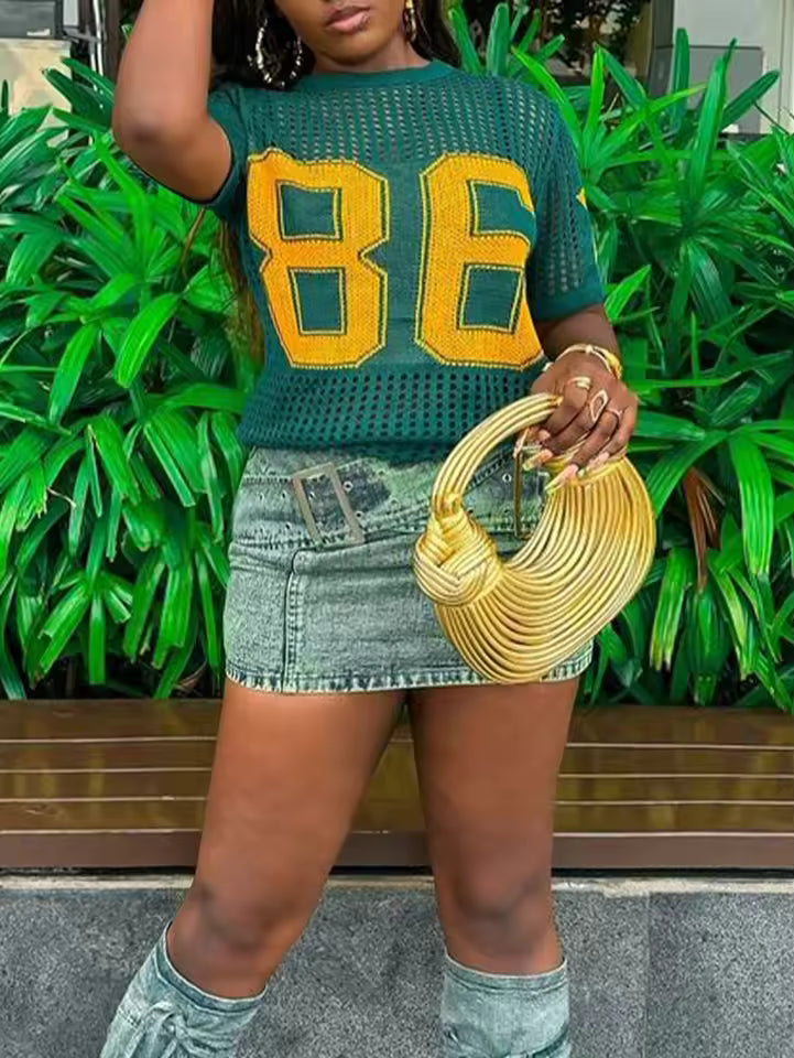 Knitted Football Jersey Top