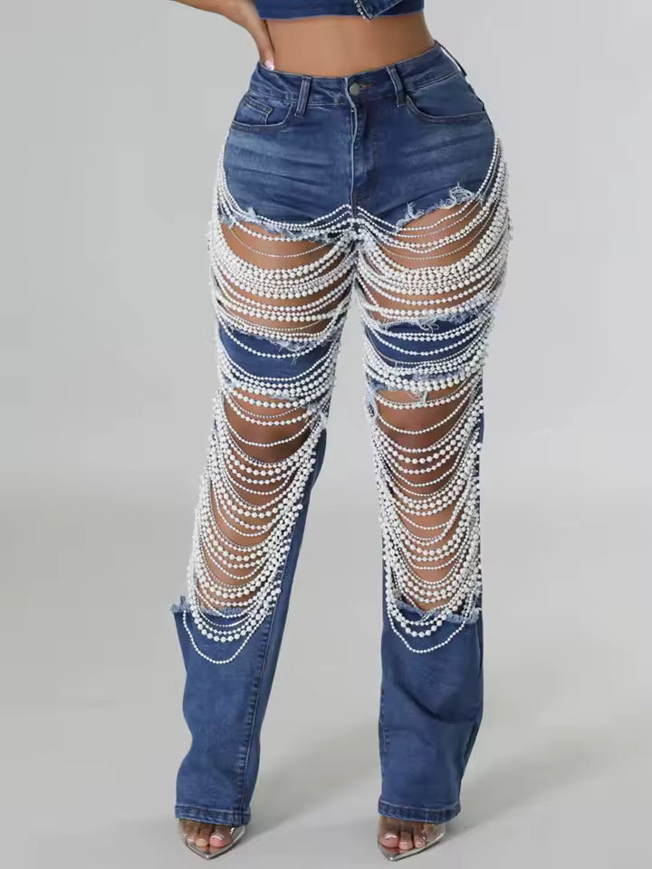Pearl Waterfall Flare Jeans