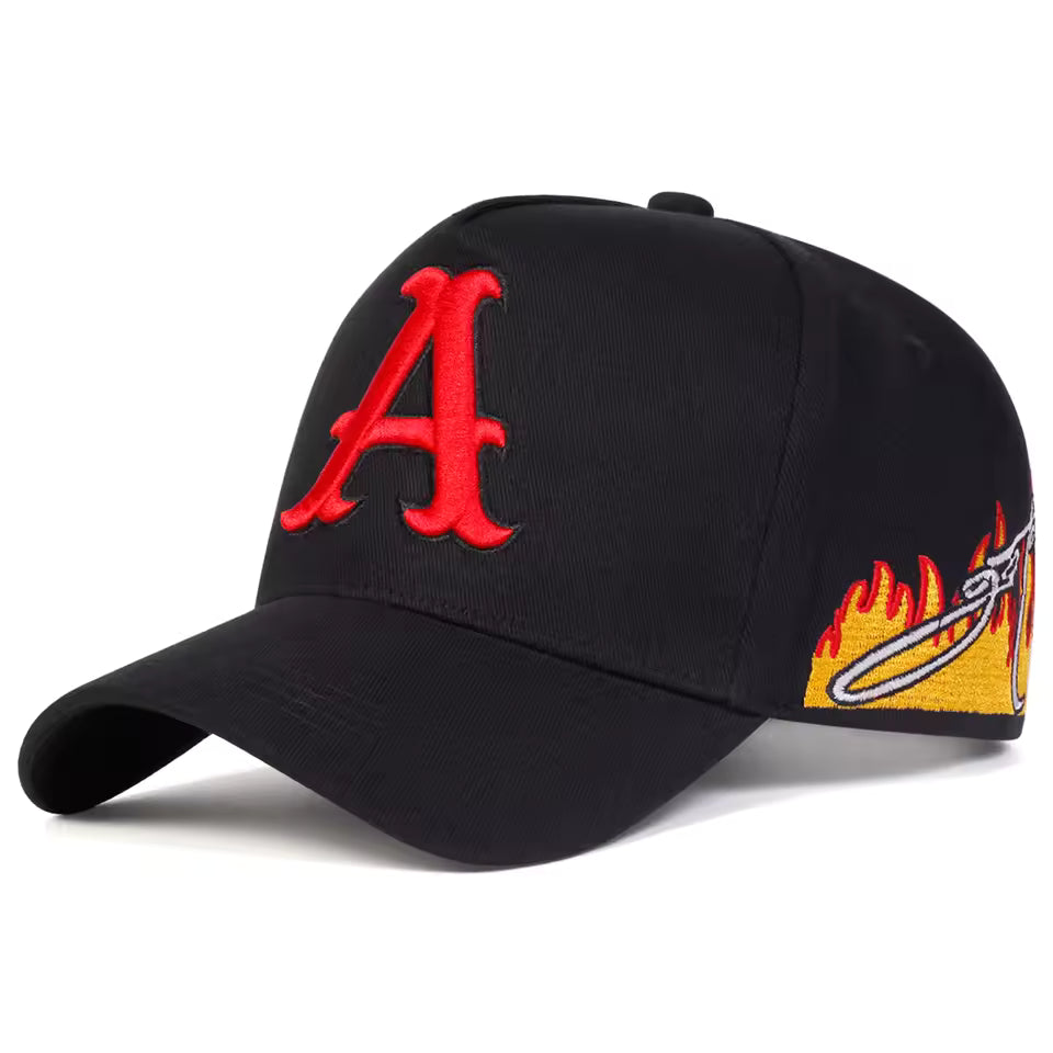 "A" Flame Print Adjustable Hat