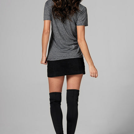 WOMEN'S POCKET SAILOR CREW NECK TEE - THIN STRIPE