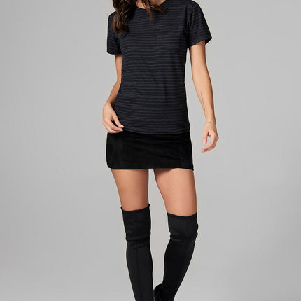 WOMEN'S POCKET SAILOR CREW NECK TEE - WAVY STRIPE