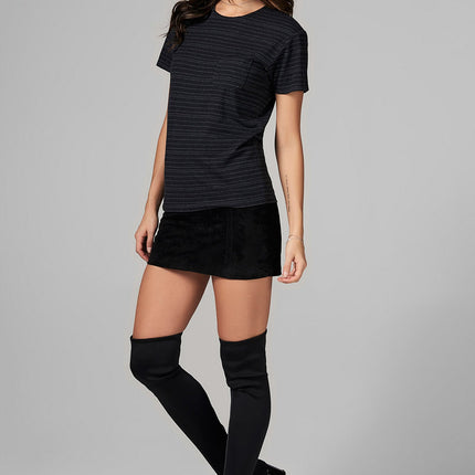 WOMEN'S POCKET SAILOR CREW NECK TEE - WAVY STRIPE