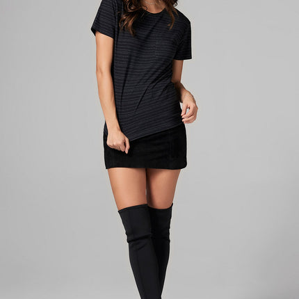 WOMEN'S POCKET SAILOR CREW NECK TEE - WAVY STRIPE