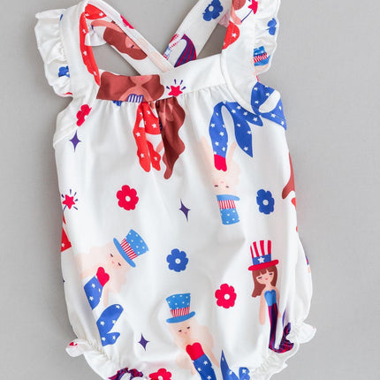SALE Mer-Made in the USA Ruffle Cross Back Romper
