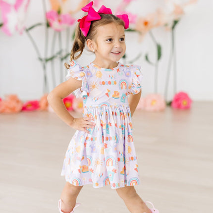 SALE Rainy Day Flutter Sleeve Twirl Dress