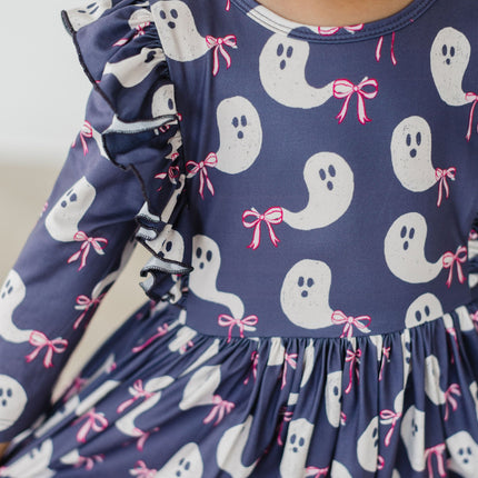 SALE Tied with a Boo 3/4 Ruffle Twirl Dress